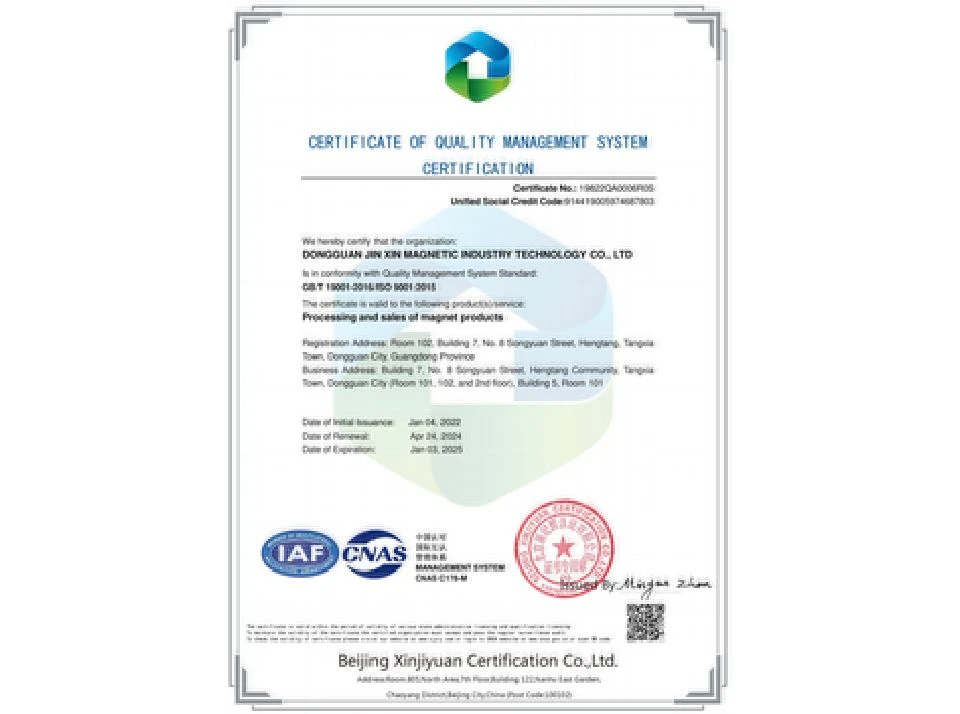 Quality Management System of Ring Shaped Magnets Quality Management System of Ring Shaped Magnets